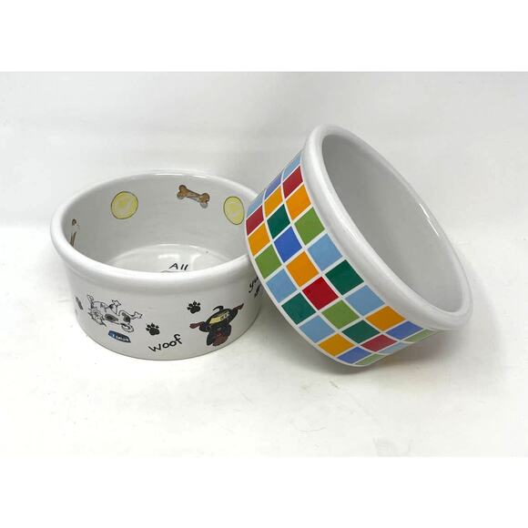 Pair Ceramic Pet Bowls for Dog /Cat Food Water Bowl Set Pets Dish Feeding 28 OZ - Picture 1 of 6